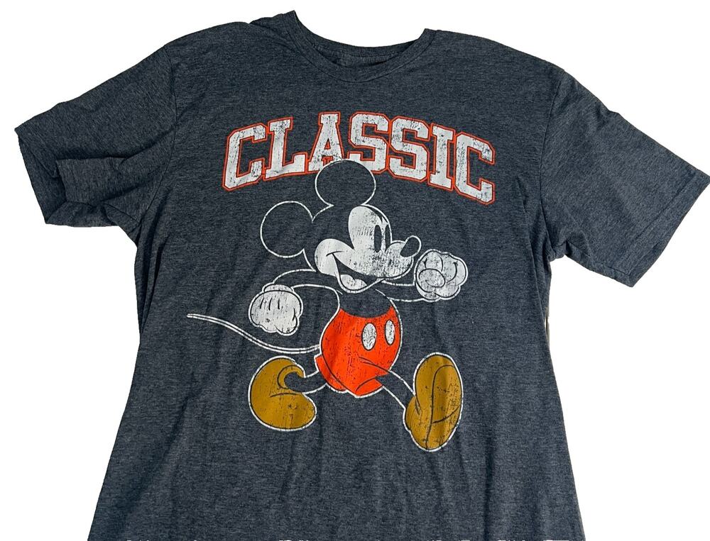 Disney T Shirt Men’s Large Mickey Mouse Gray Vintage Feel